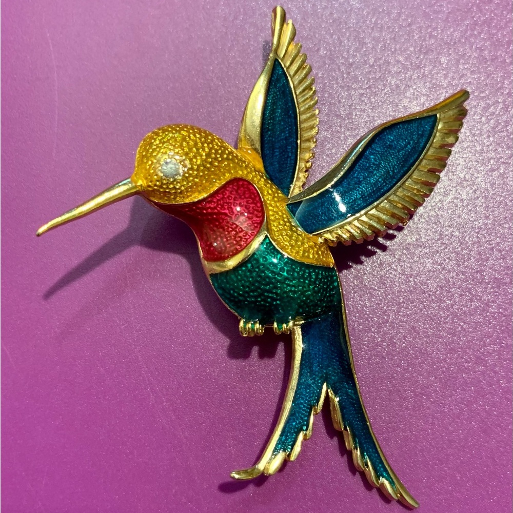 Authentic original vintage style brooch hummingbird.